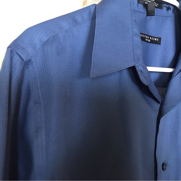 Geoffrey Beene Fitted NWOT Fitted MSzM Blue Collar/Cuffs Very Nice - Picture 3 of 6